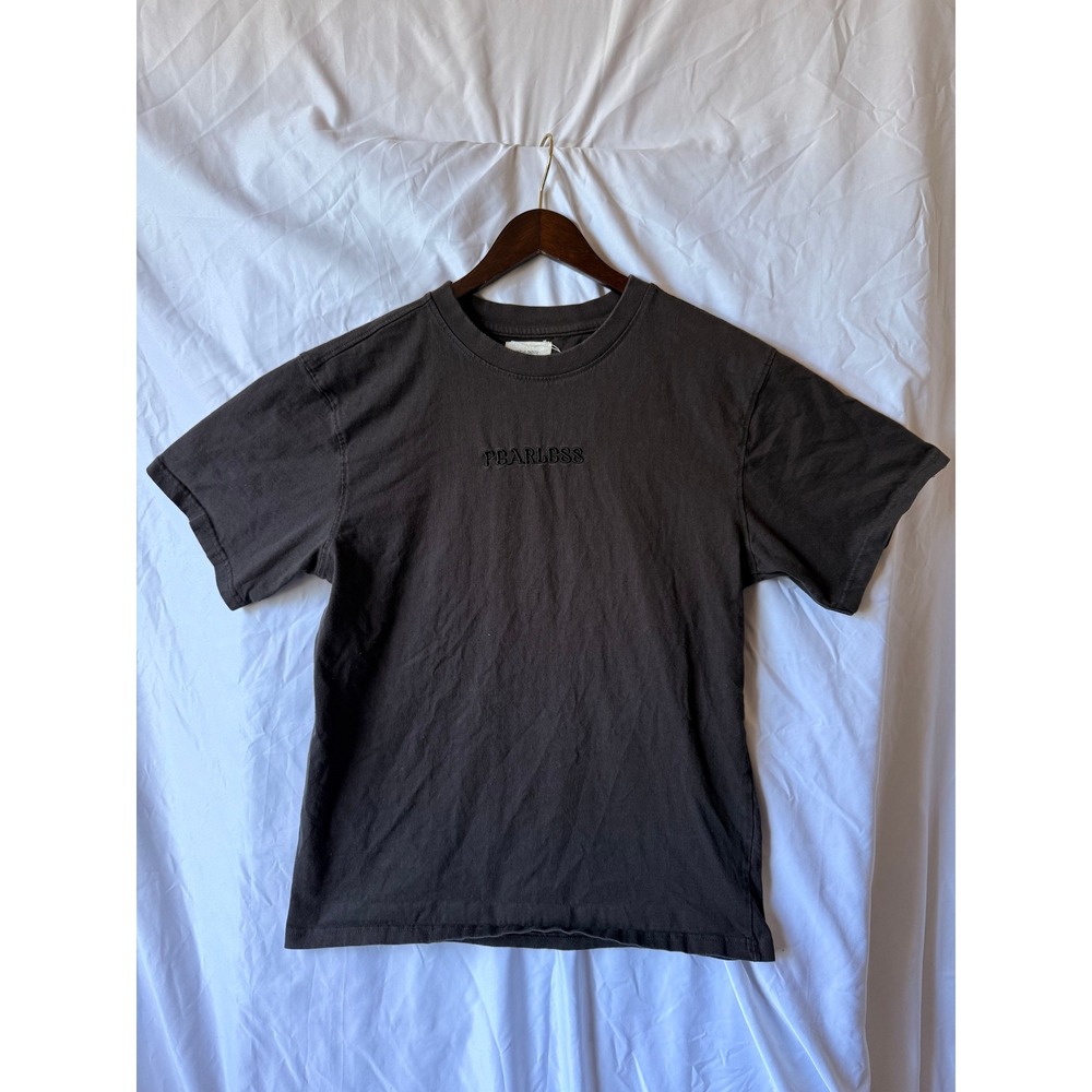 Public Supply Fearless Relaxed T-Shirt Faded Black Puff Print Back Graphic Small